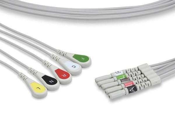 L5-90S-I0 DIN Style Compatible ECG Leadwire 5 Leads Snap