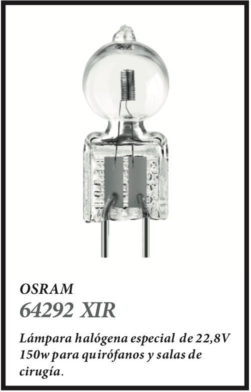 64292 XIR. Osram. Lámpara halógena especial de 22,8V 150w para quirófanos y salas de cirugía.