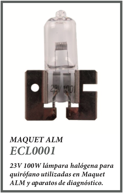 ECL0001. Maquet Alm. 23V 100W lámpara halógena para quirófano utilizadas en Maquet ALM y aparatos de diagnóstico