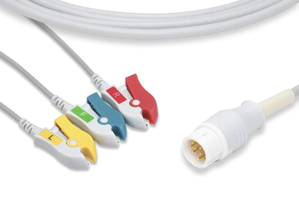 Philips Compatible Direct-Connect ECG Cable 3  Leads Pinch/Grabber