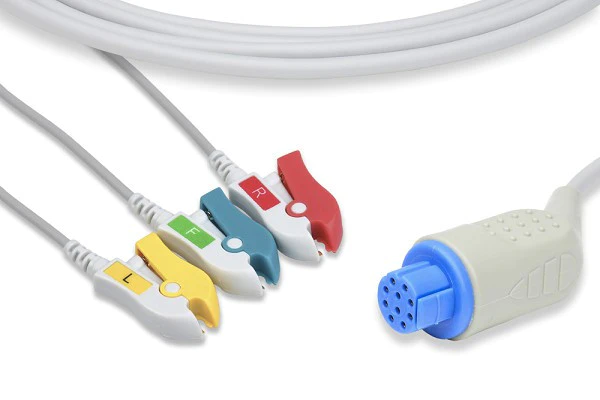 Datex Ohmeda Compatible Direct-Connect ECG Cable 3  Leads Pinch/Grabber