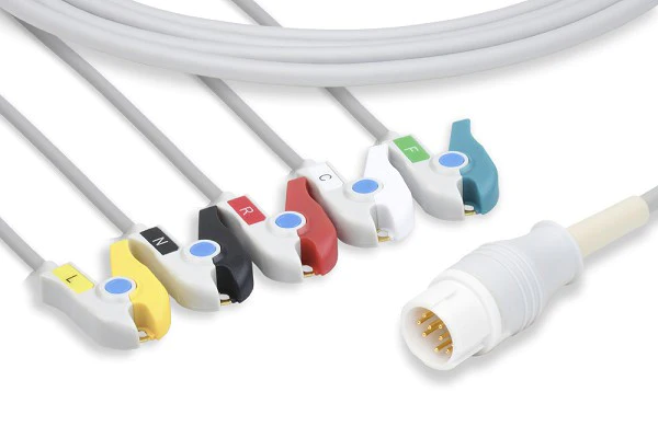 Philips Compatible Direct-Connect ECG Cable 5  Leads Pinch/Grabber